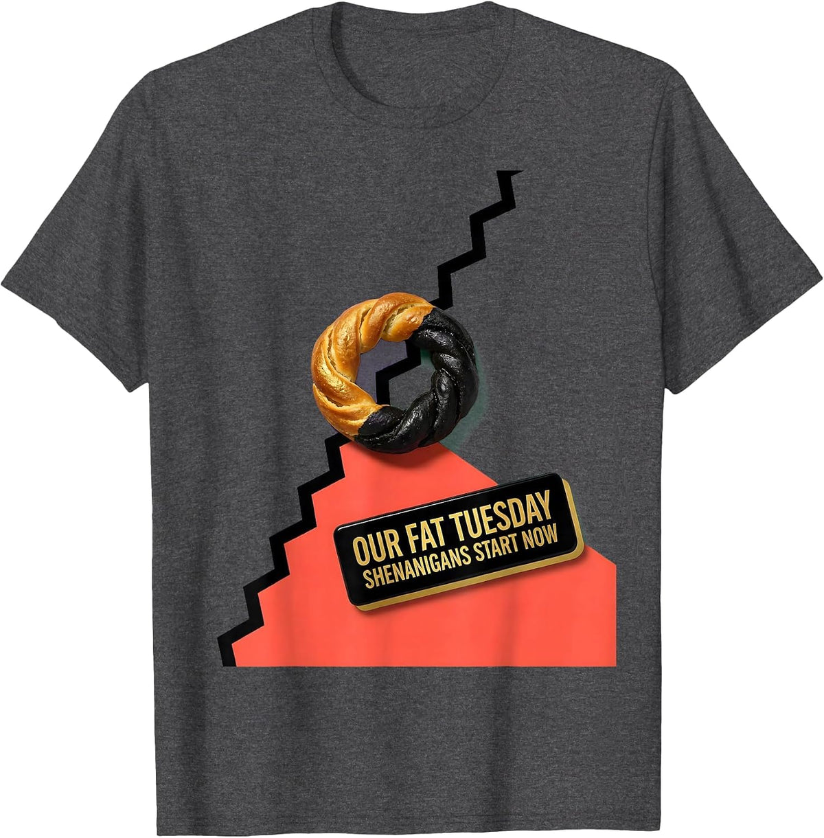 Men's Our Fat Tuesday Shenanigans Start Now Mardi Gras Carnival T-Shirt - Dark Heather Grey