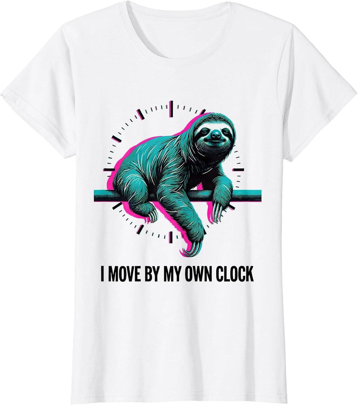 I Move By My Own Clock Funny Sloth Lover Gift T-Shirt - White