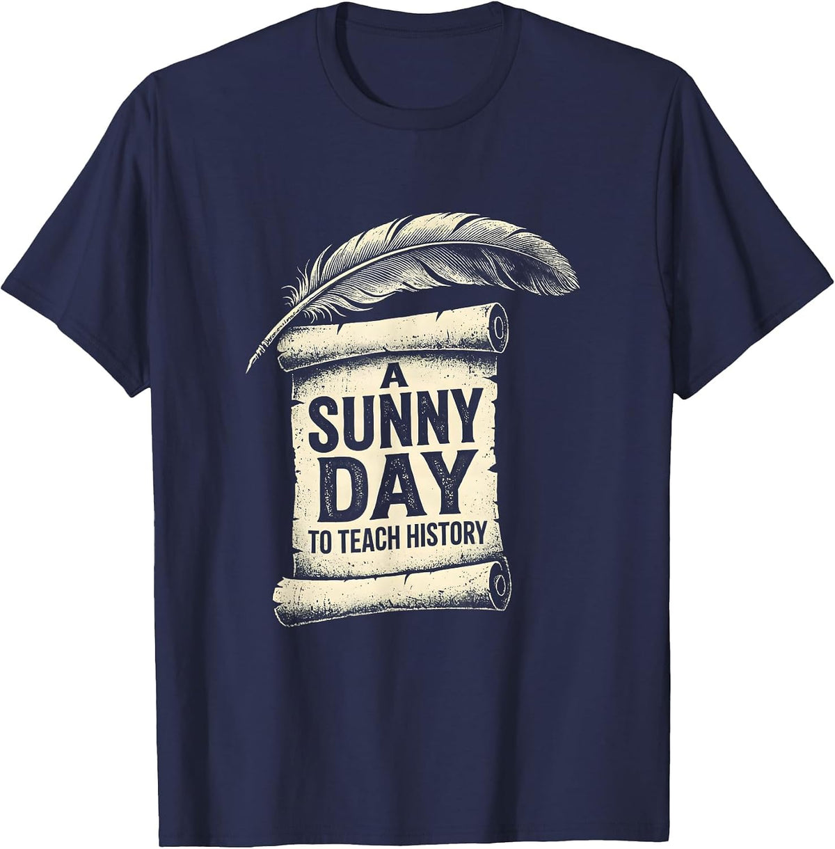 Men's A Sunny Day To Teach History Funny Retro Groovy History T-Shirt - Navy Blue