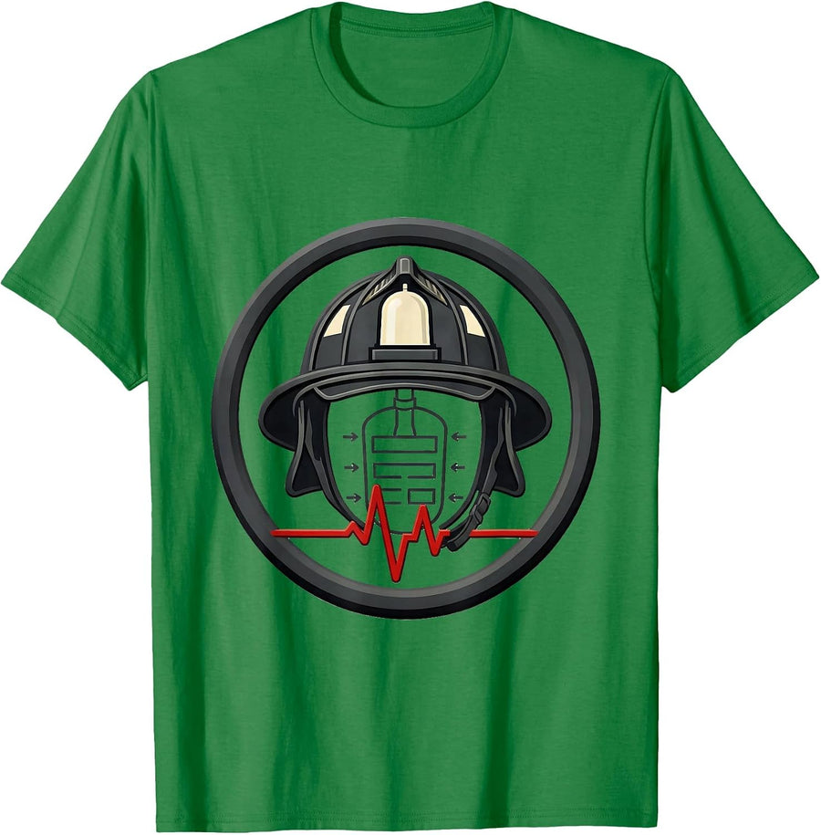 Men's Paramedic Helmet Badge Stencil Graphic EMT Dark Humor T-Shirt - Kelly Green