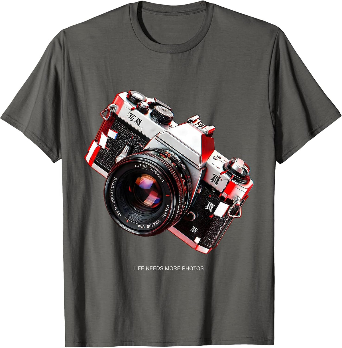 Life Needs More Photos Photography Lover Design T-Shirt - Asphalt Grey