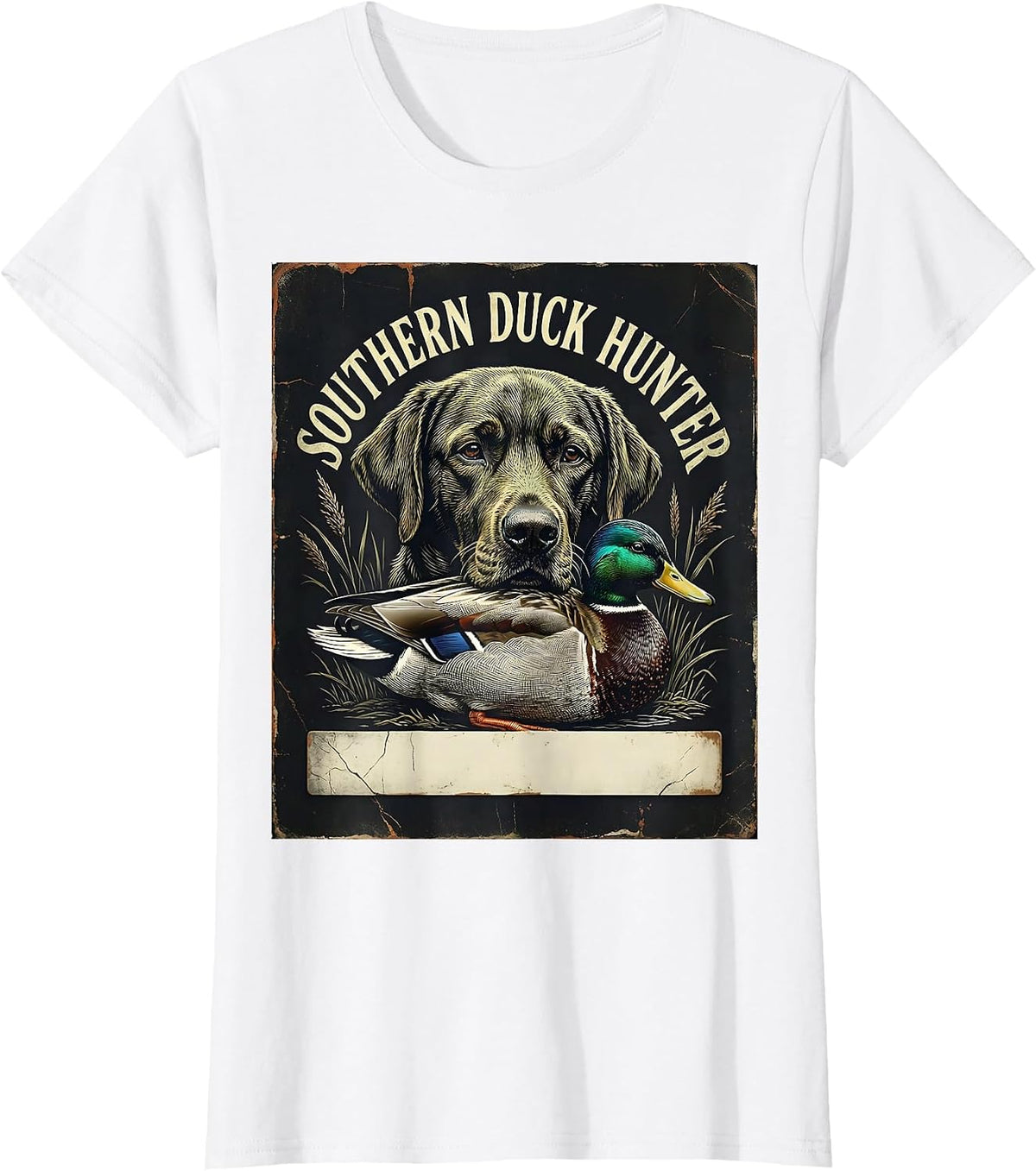 Women's Southern Duck Hunter Distressed Labrador Hunting Dog Vintage T-Shirt - White