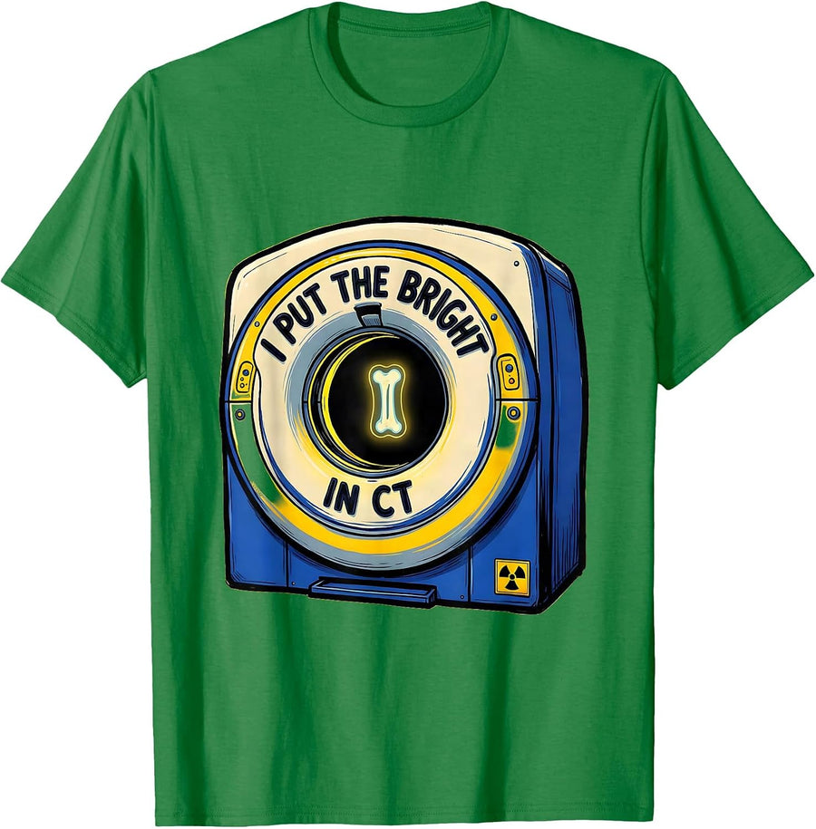 Men's I Put the Bright in CT Cartoon Radiology Tech Rad Tech Gift T-Shirt - Kelly Green