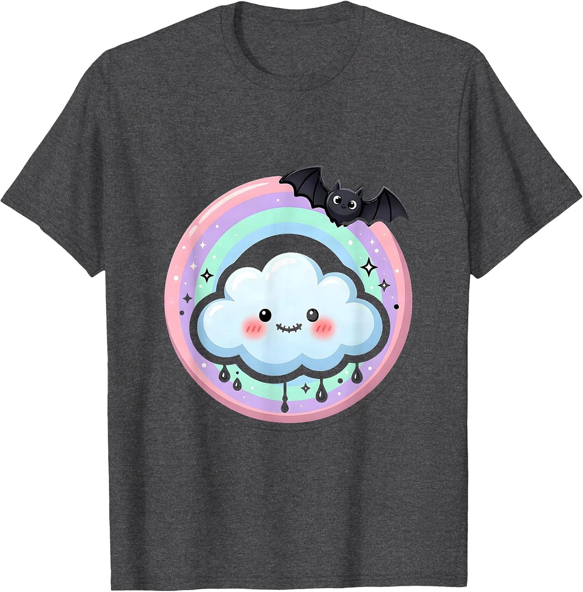 Rainbow Bridge Over Clouds Kindergarten Design T-Shirt - Dark Heather Grey