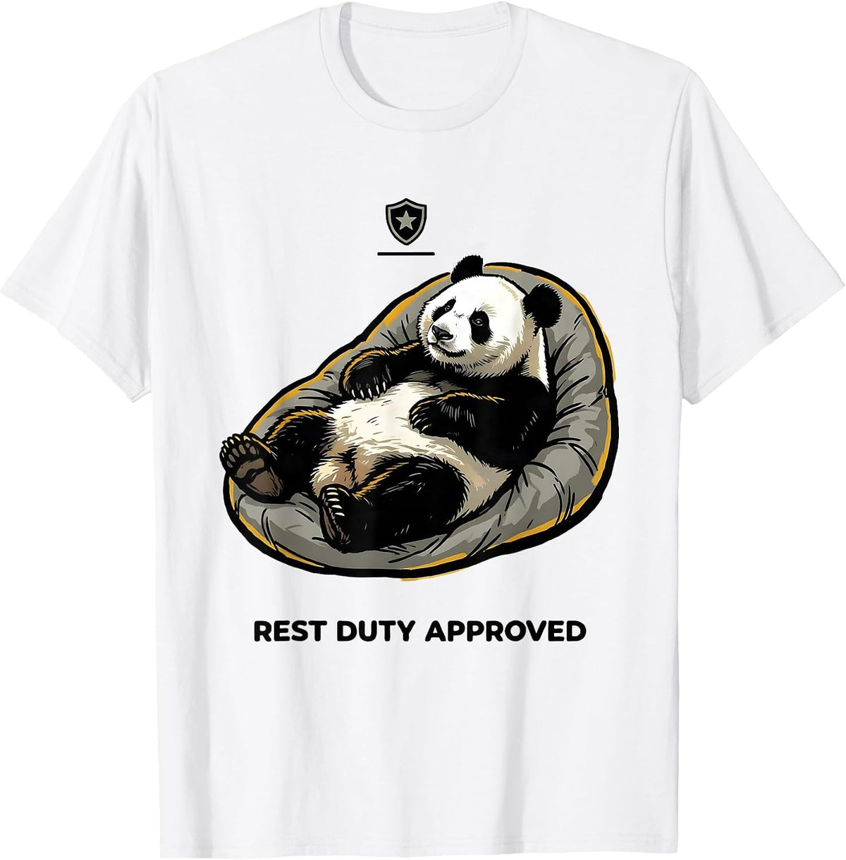Men's Rest Duty Approved Funny Panda Bear Animal Lover Humor T-Shirt - White