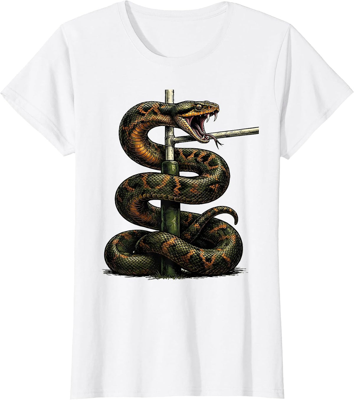 Serpent Coiled Rugby Goalpost Graphic T-Shirt - White