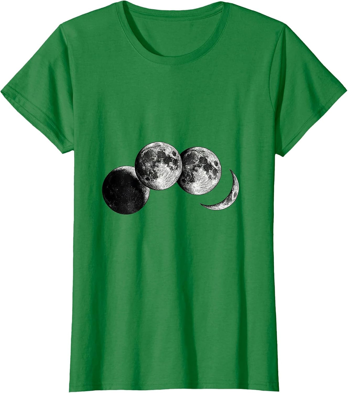 Women's Moon Phases Monochromatic Stoic Philosophy Enthusiast T-Shirt - Kelly Green