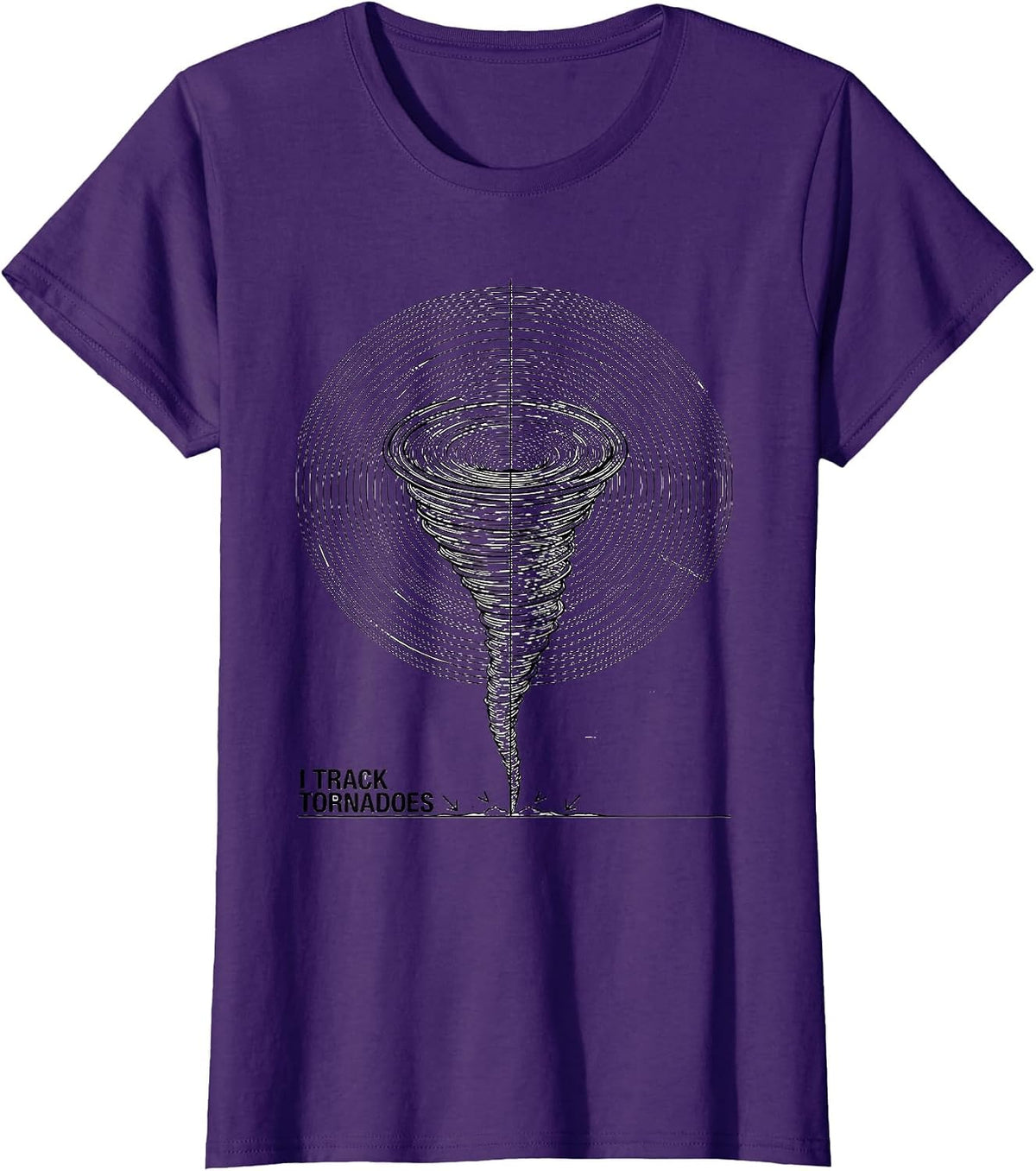 Women's I Track Tornadoes Line Art Storm Chaser Meteorology T-Shirt - Purple