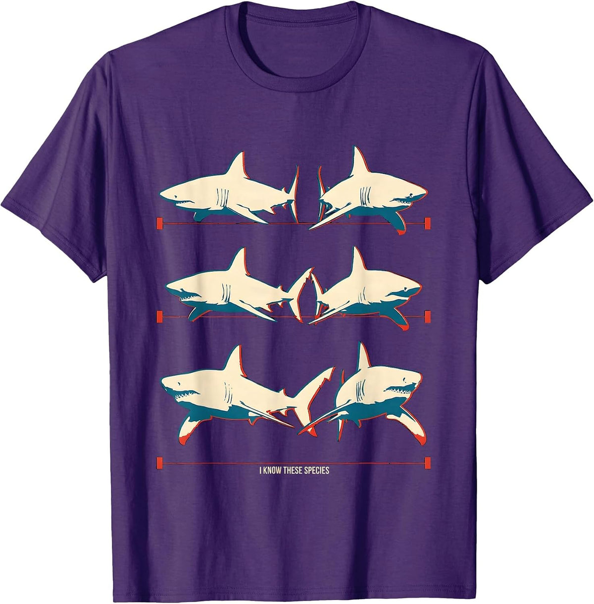 Men's I Know These Species Funny Shark Lover Marine Biology Humor T-Shirt - Purple