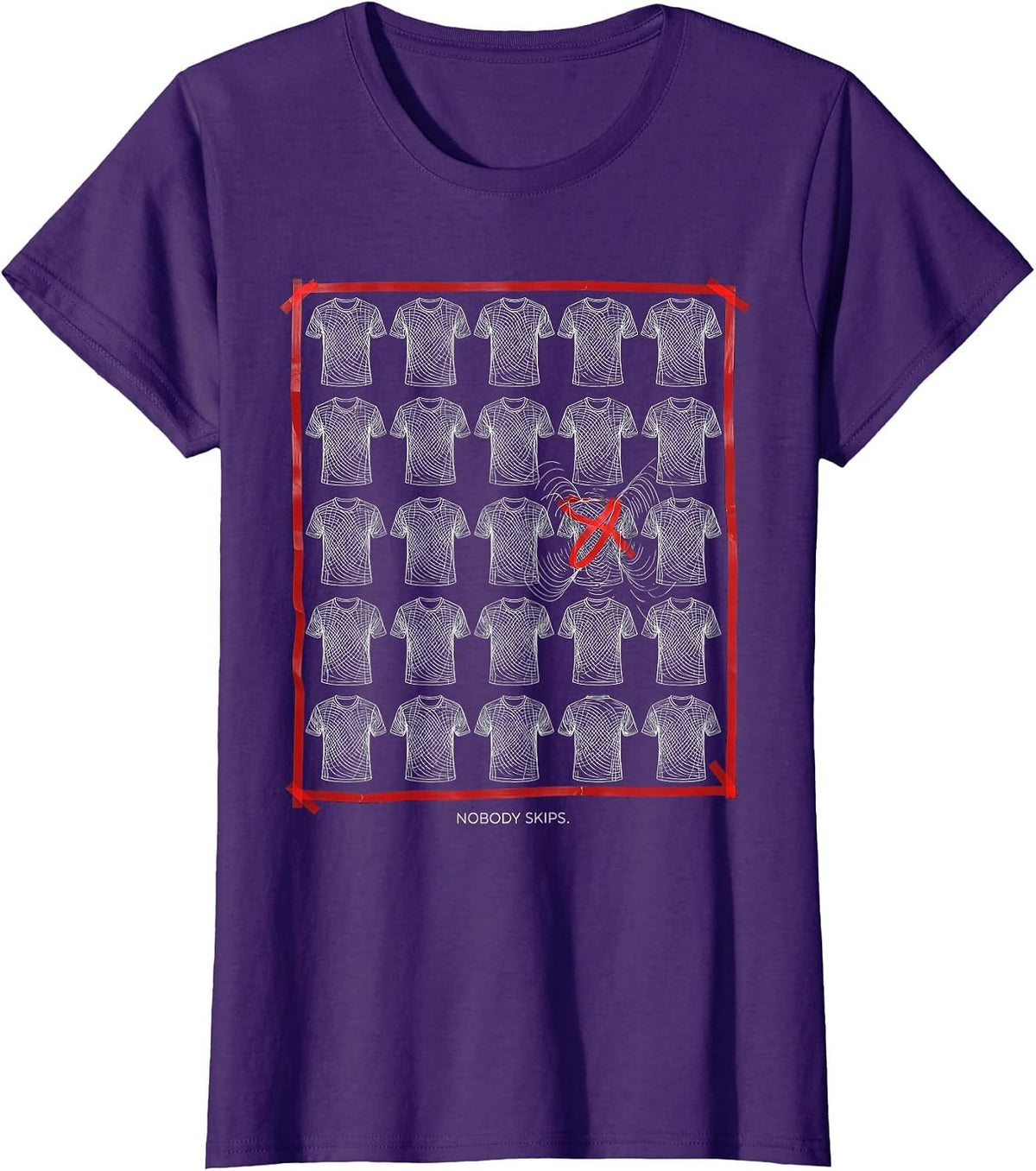 Women's Nobody Skips Funny PE Teacher Appreciation Gym Class Humor T-Shirt - Purple