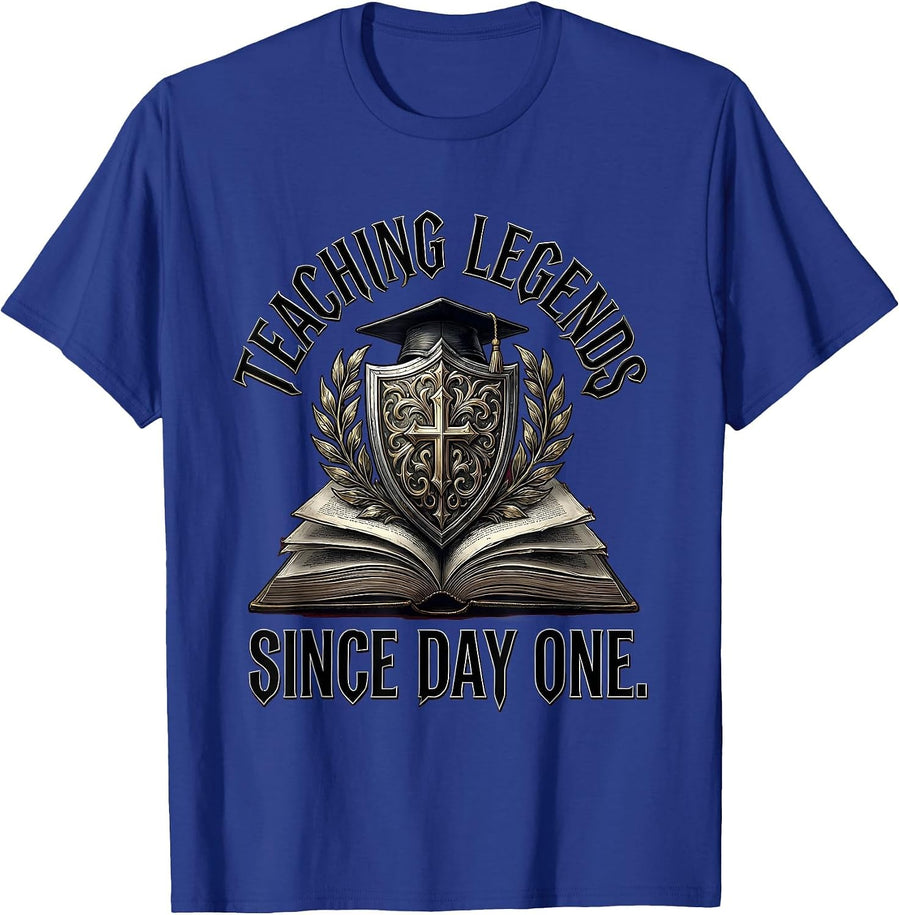 4th Grade Teacher Teaching Legends Since Day One T-Shirt - Royal Blue