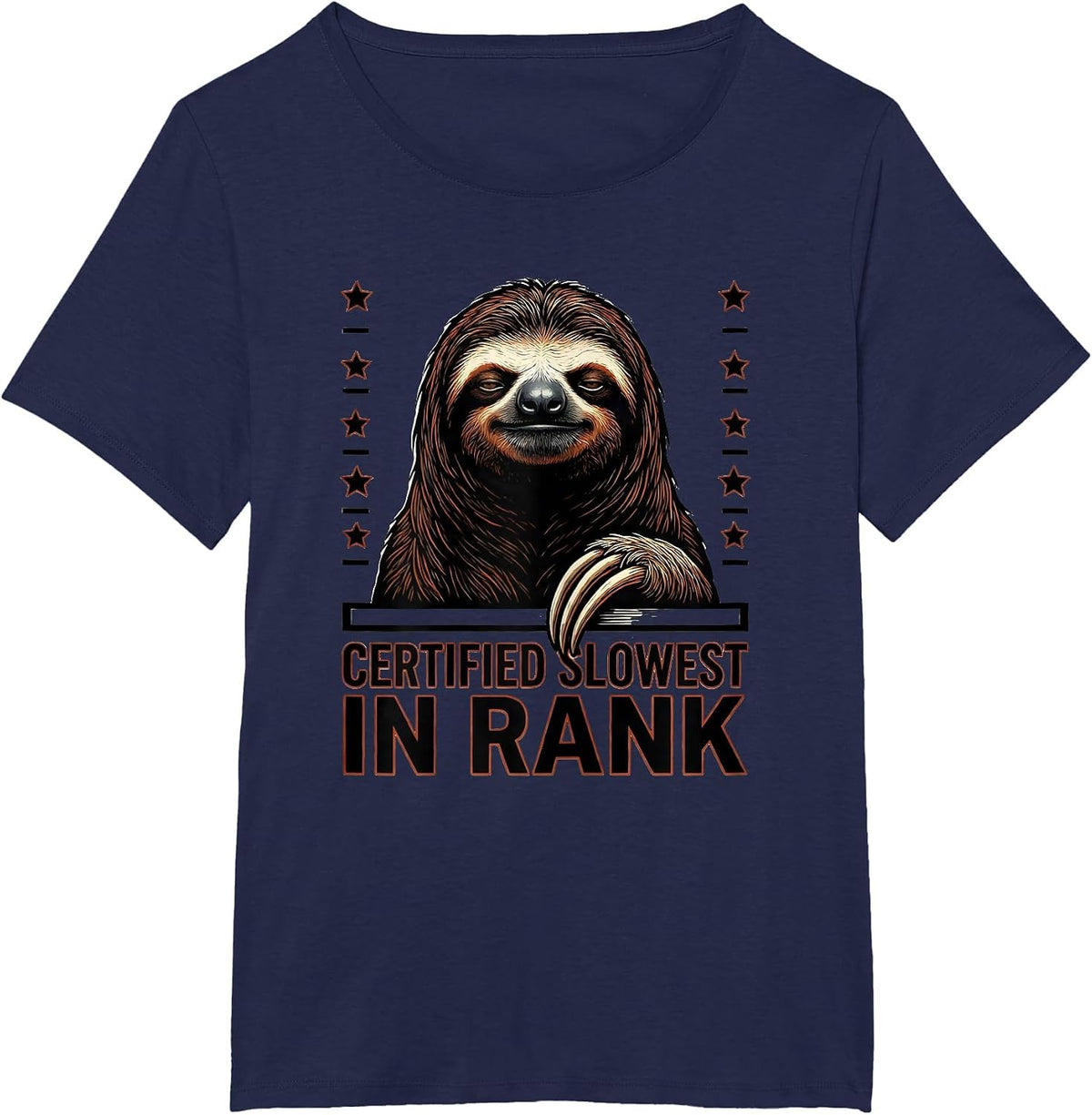 Women's Certified Slowest In Rank Funny Sloth Lover Gift T-Shirt - Navy Blue