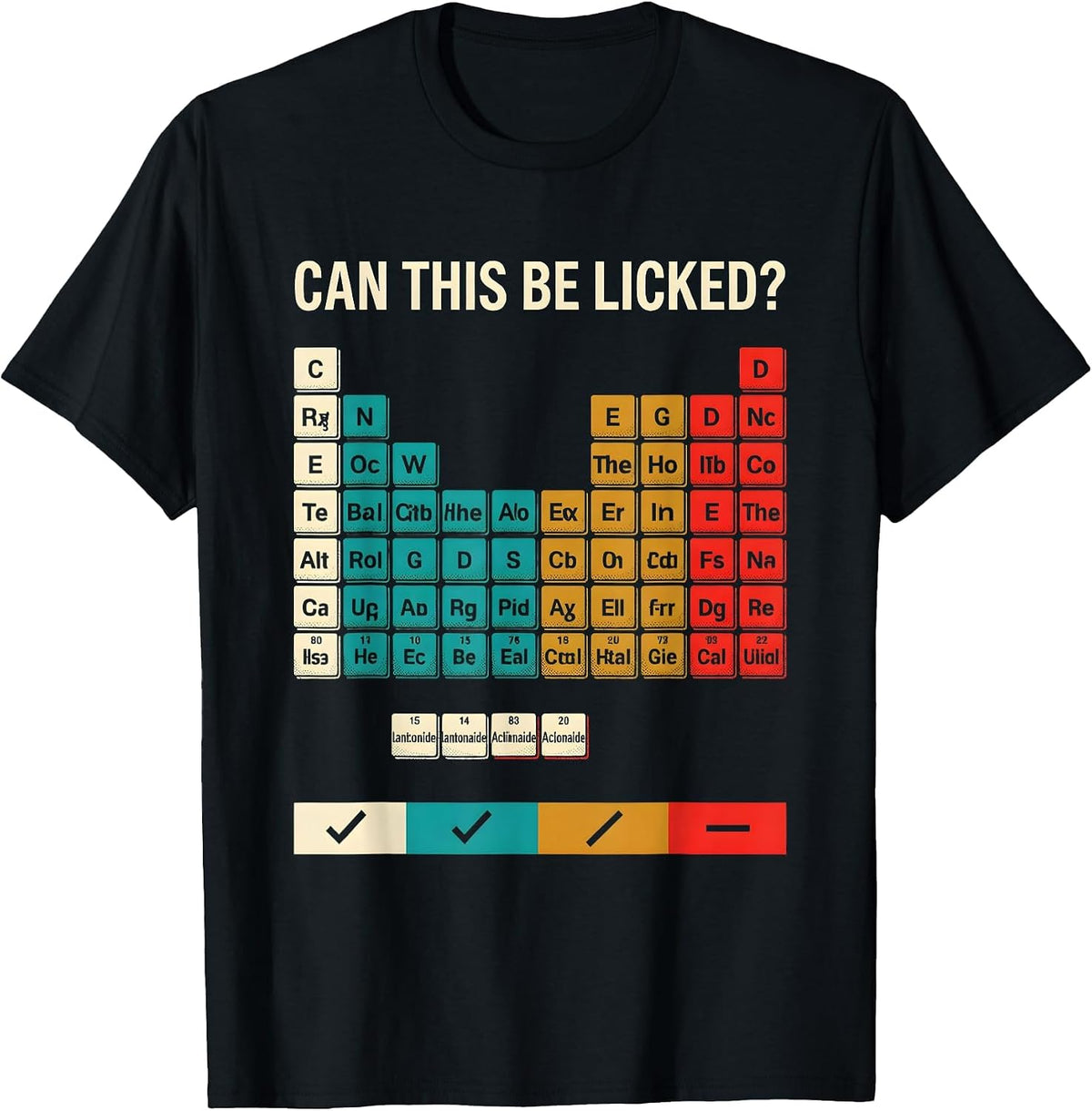 Men's Can This Be Licked Funny Periodic Table Science Teacher T-Shirt - Black