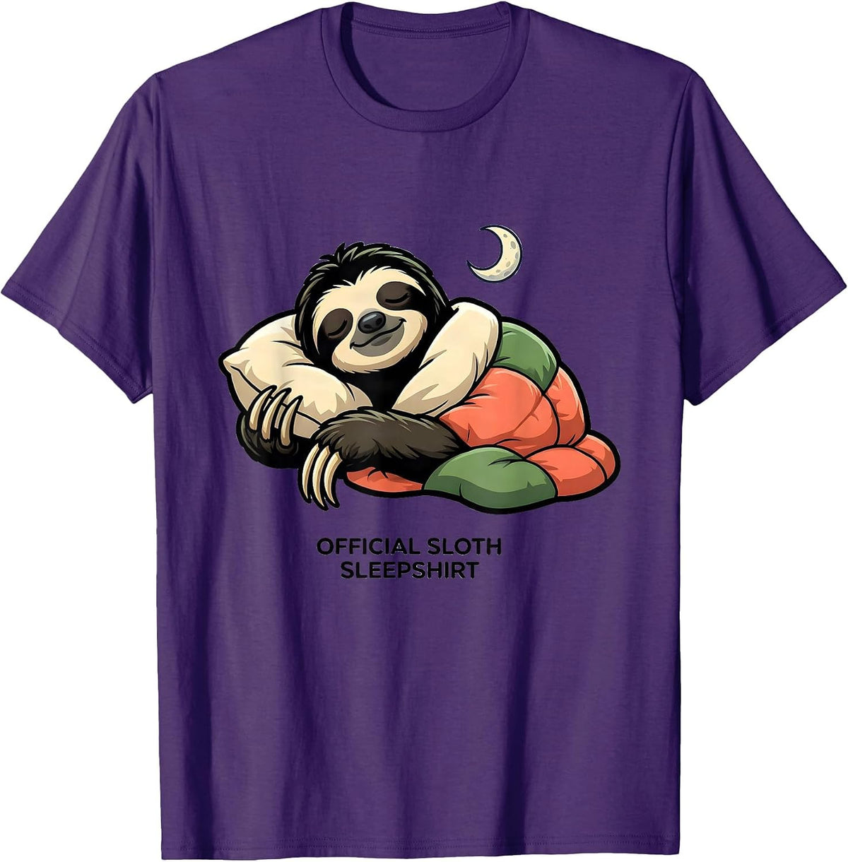 Official Sloth Sleepshirt Cute Cartoon Animal Lover Lounge T-Shirt - Purple