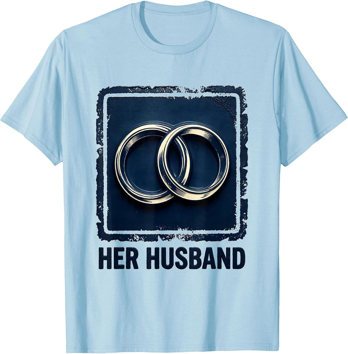 Men's Rubber Stamp Wedding Bands Cheeky Couple Humor T-Shirt - Baby Blue