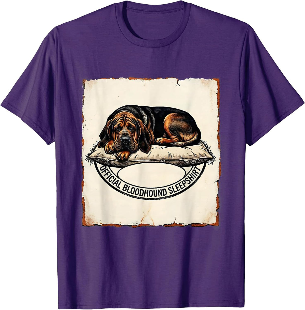 OFFICIAL BLOODHOUND SLEEPSHIRT Rubber Stamp Dog Lover Pajama T-Shirt - Purple