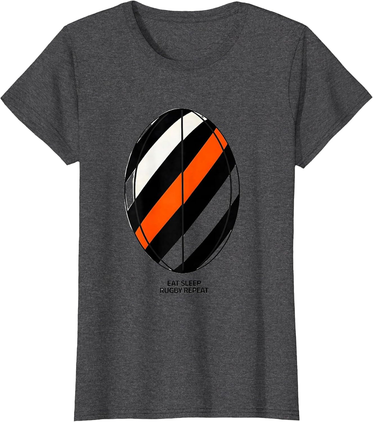 Women's EAT SLEEP RUGBY REPEAT Funny Rugby Fan Rugby Player Sport T-Shirt - Dark Heather Grey
