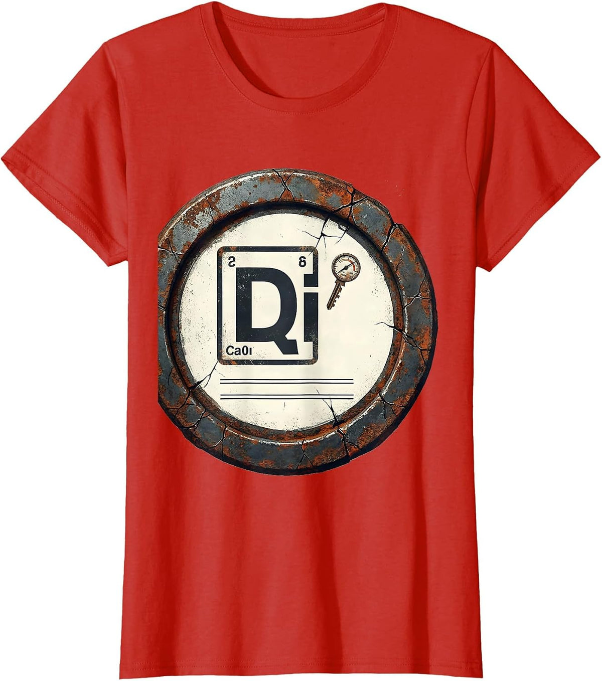 Distressed Inspection Badge Chemistry Pun Science Humor T-Shirt - Red