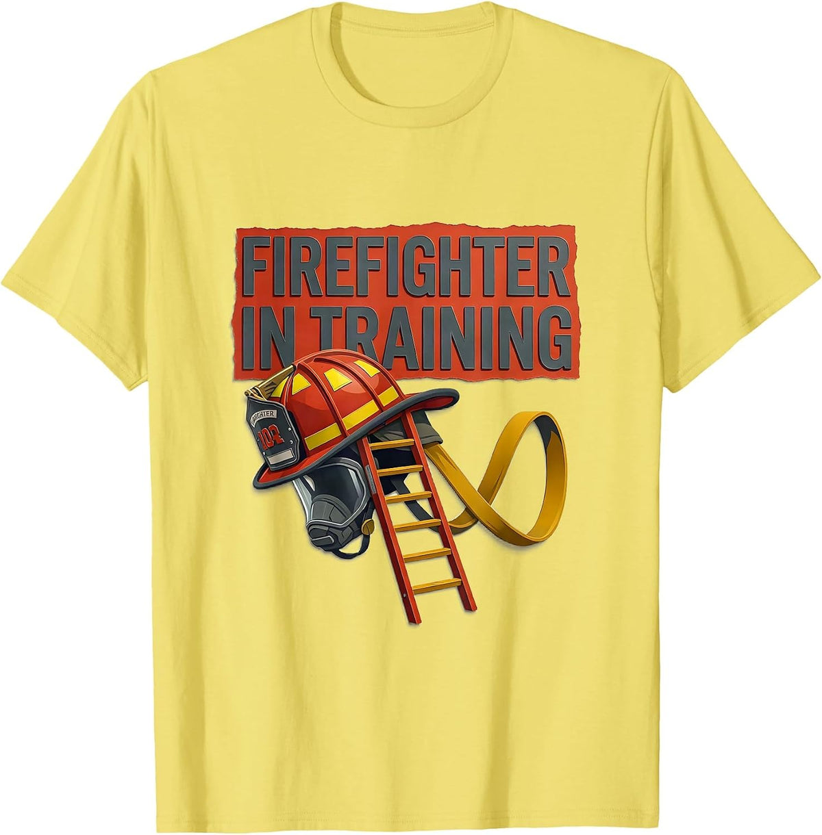 Men's Firefighter In Training Midcentury Modern Toddler Boy Gift T-Shirt - Lemon Yellow
