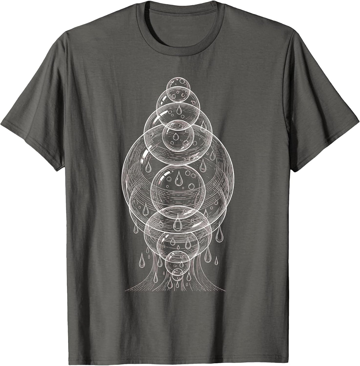 K-Beauty Glass Skin Serum Orbs Illustration T-Shirt - Asphalt Grey