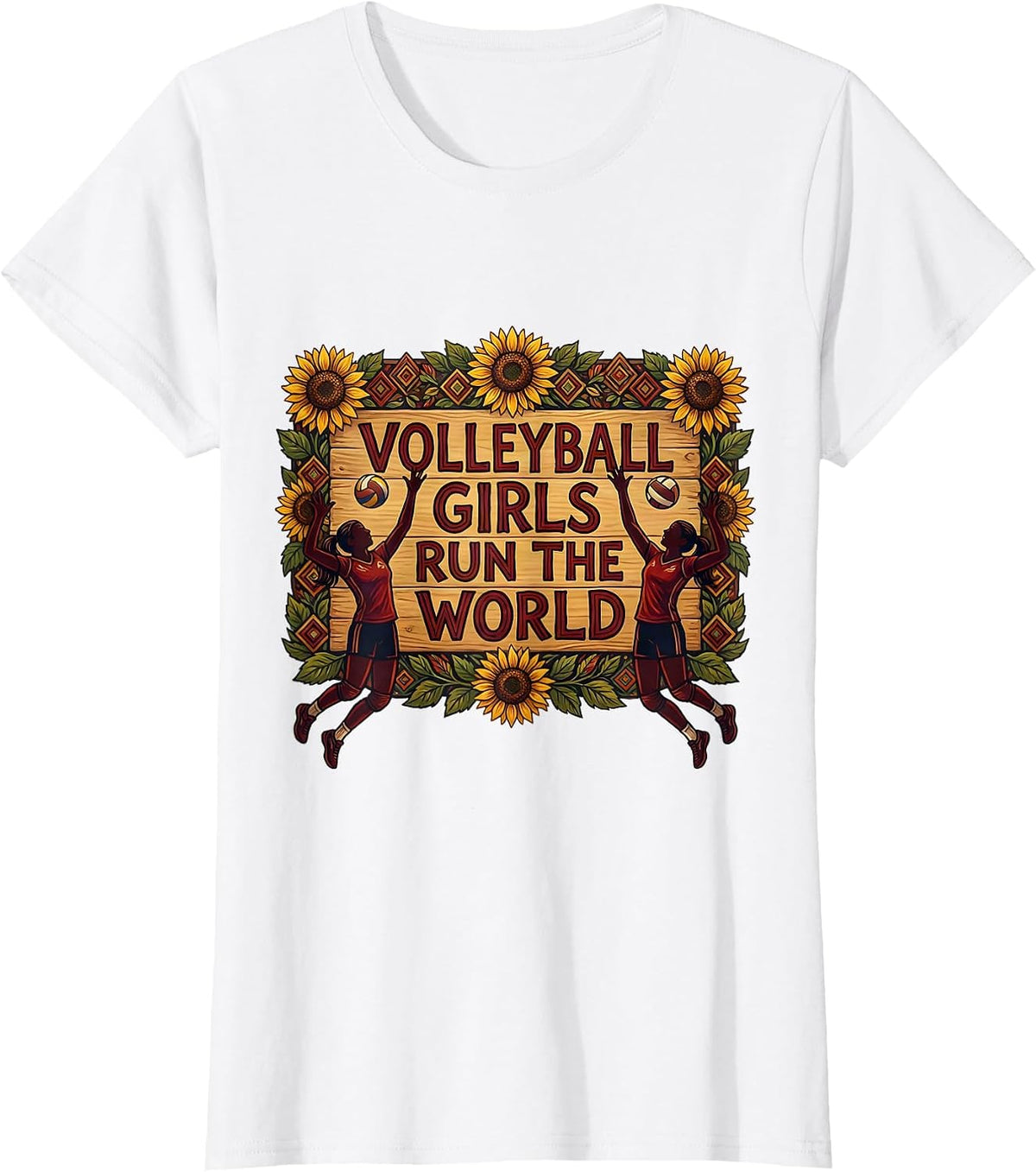 Volleyball Girls Run The World Sport Design T-Shirt - White
