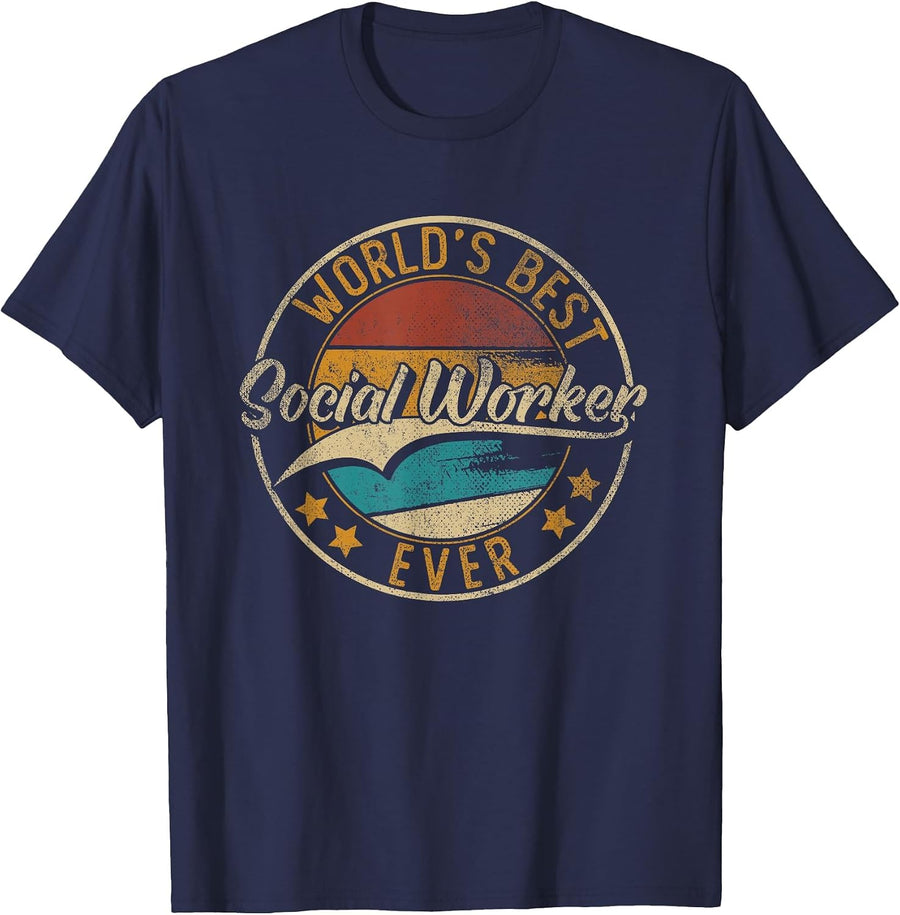 Worlds Best Social Worker T-Shirt - Navy Blue