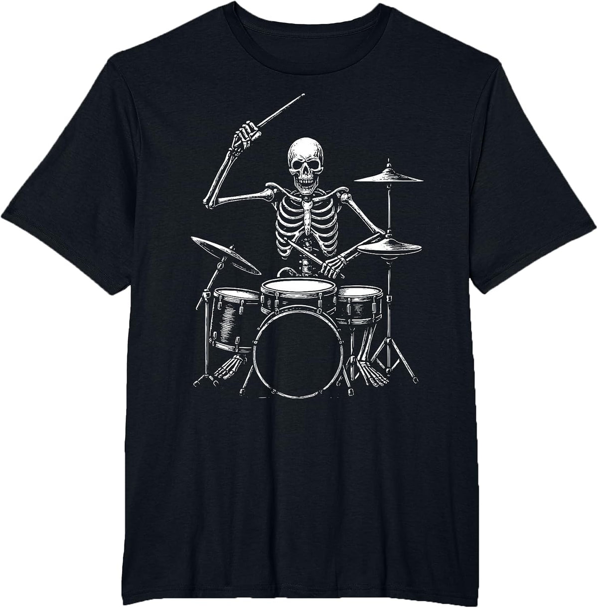 Skeleton Drummer Drums T-Shirt - Black