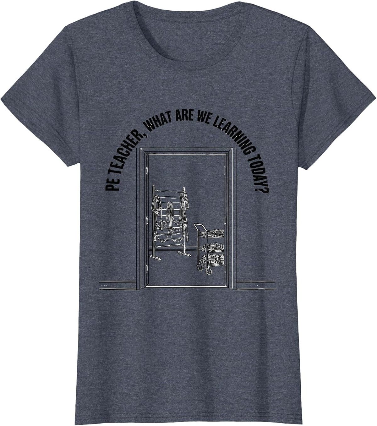 PE Teacher, What Are We Learning Today? Back To School T-Shirt, Women, Heather Blue, X-Small - As Pictured