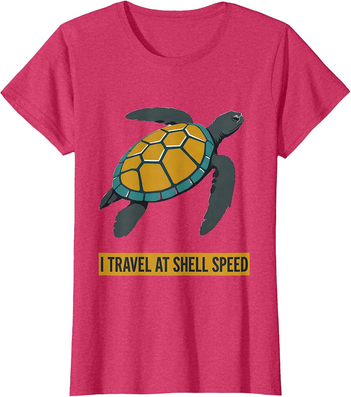 Women's I Travel At Shell Speed Midcentury Modern Sea Turtle Lover T-Shirt - Red Heather