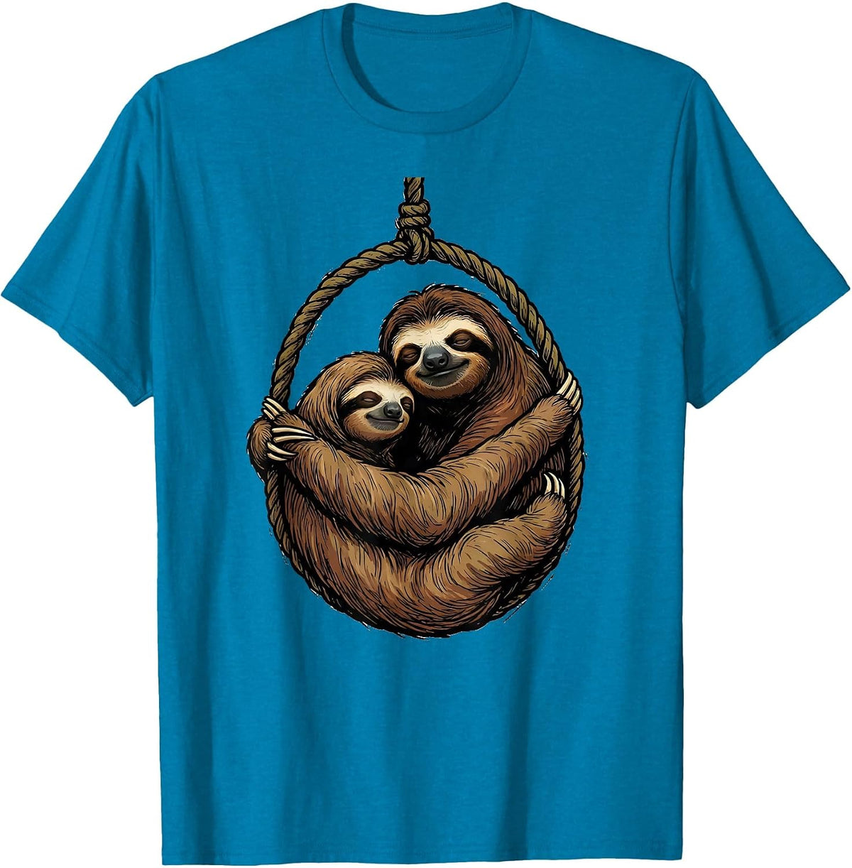 Nested Sloths Funny Sloth Lover Humor Gift T-Shirt - Sapphire Blue