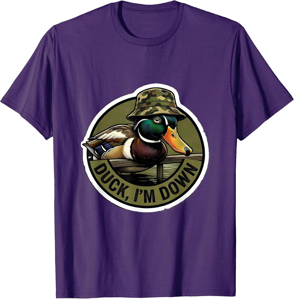Men's Duck, I'm Down Funny Duck Hunting Camo Outdoor Gift T-Shirt - Purple
