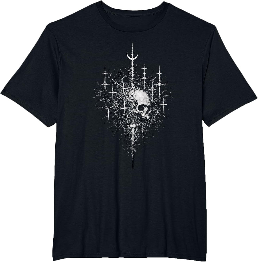 Skull Alternative Cybersigil Y2K Goth Grunge Alt Aesthetic T-Shirt - Black