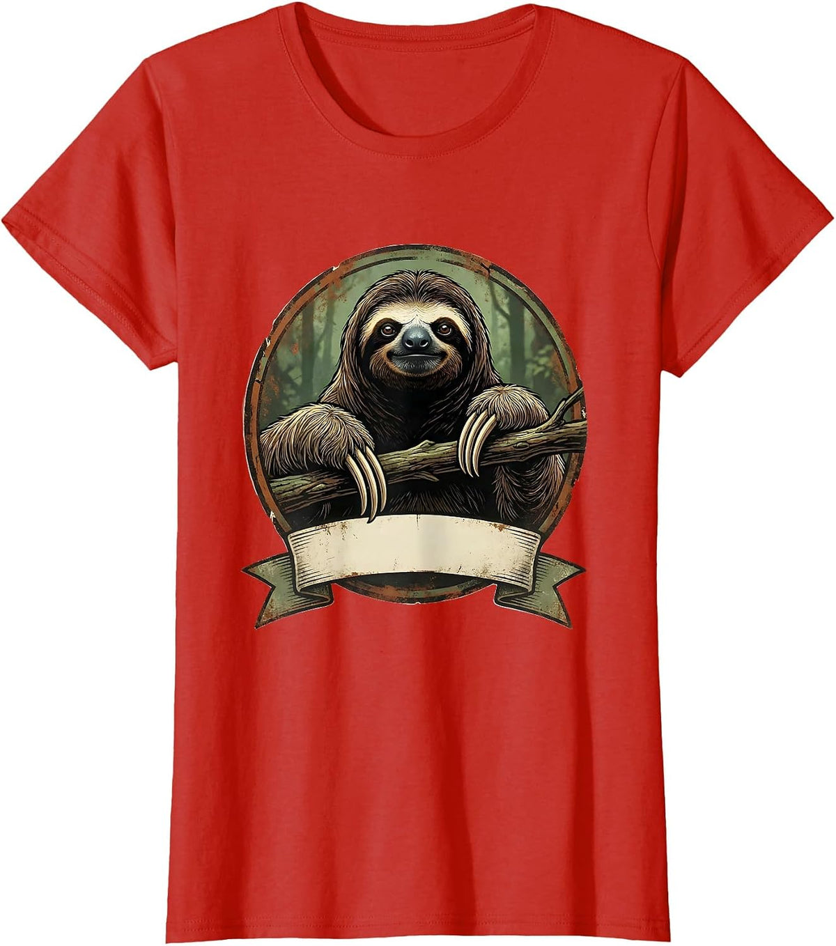 Women's Sloth Vintage Animal Lover Funny Novelty Gift T-Shirt - Red