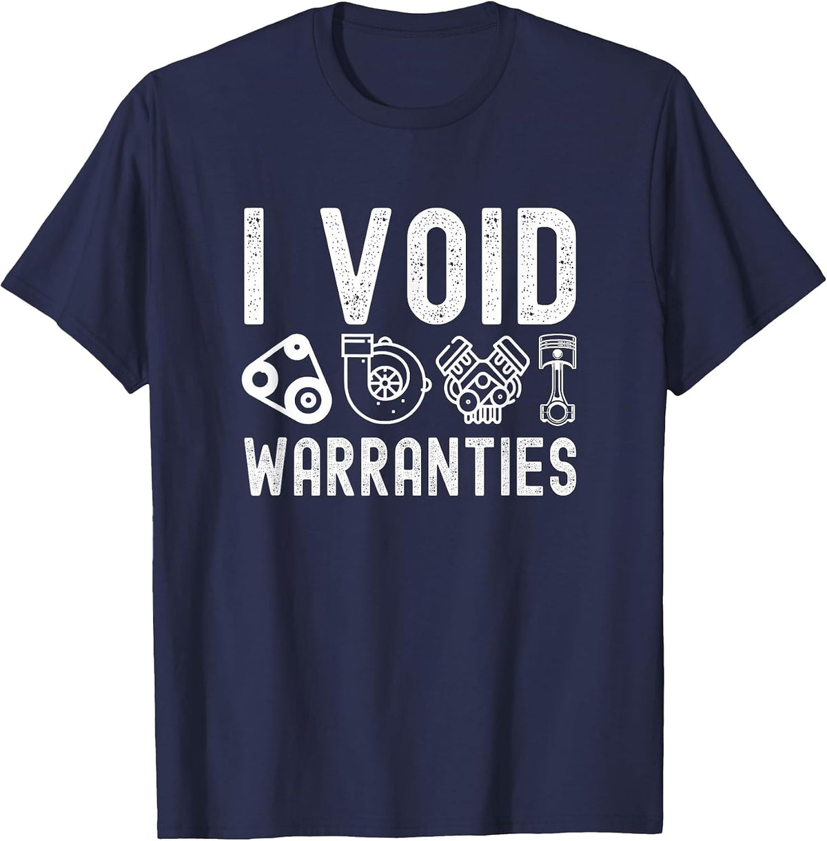 I Void Warranties Mechanic T-Shirt - Navy Blue