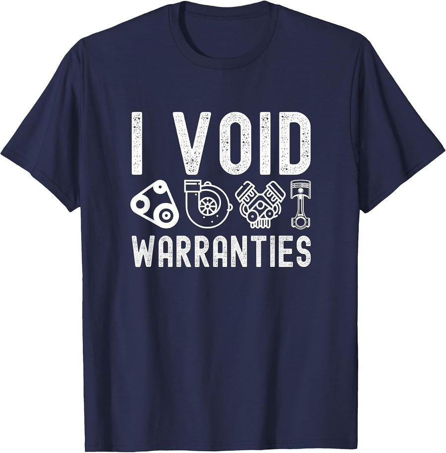 I Void Warranties Mechanic T-Shirt - Navy Blue