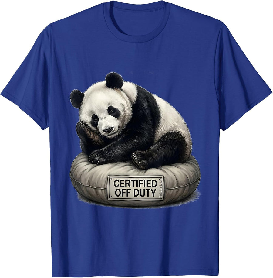 Certified Off Duty Soft Panda Bear Animal Humor Gift T-Shirt - Royal Blue