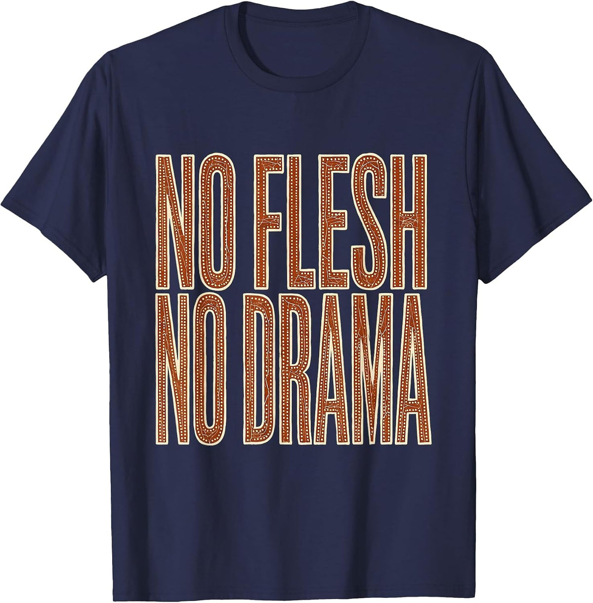 No Flesh No Drama Skeleton Bone Puns Halloween T-Shirt - Navy Blue