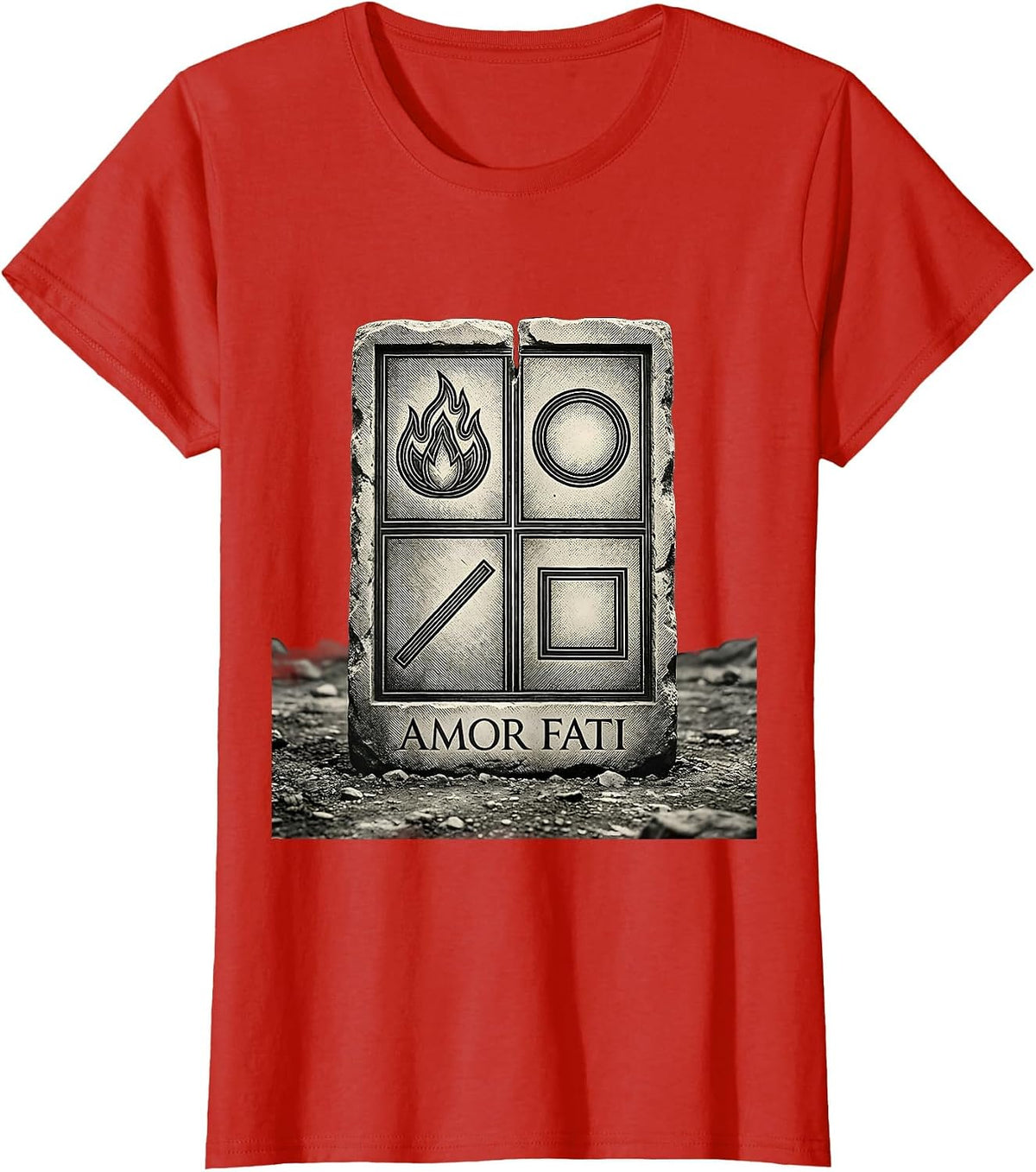Amor Fati Stoic Philosophy Quote Marcus Aurelius Meditation T-Shirt - Red