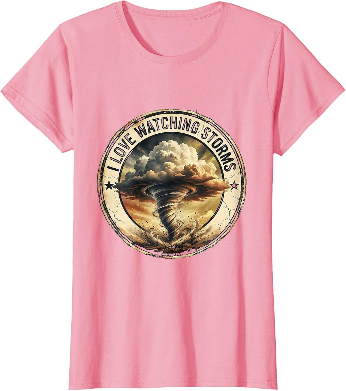 Women's I Love Watching Storms Distressed Funny Storm Chaser T-Shirt - Pink