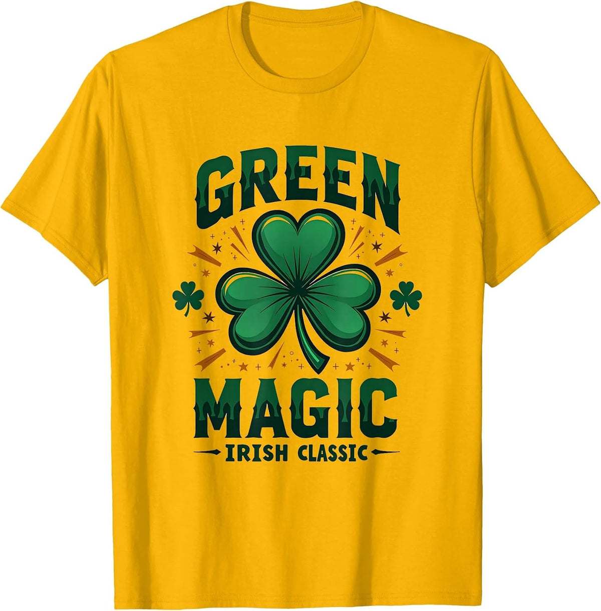 Green Magic Irish Classic St Patrick Design T-Shirt - Golden Yellow