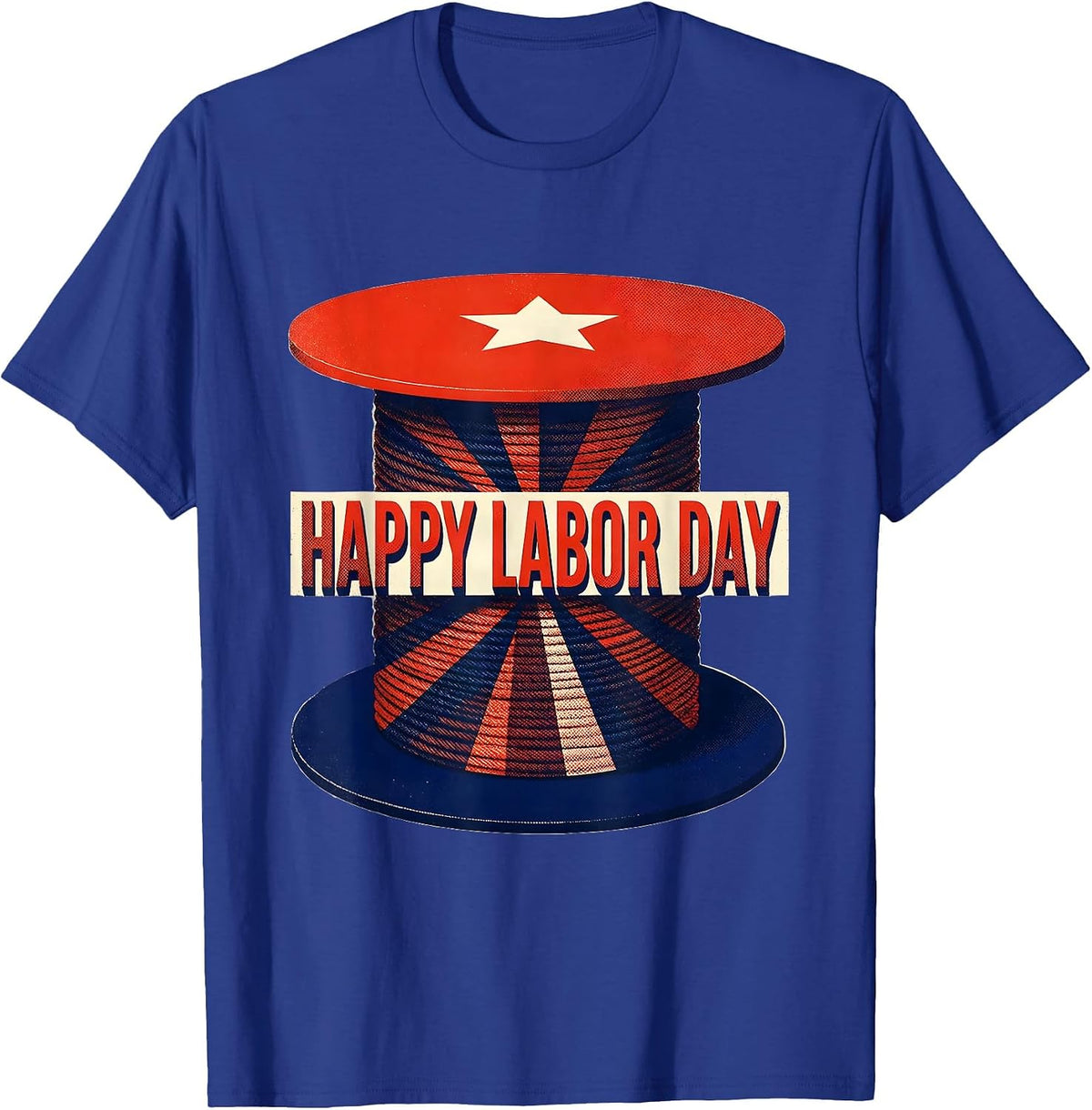 Men's Happy Labor Day Risograph Patriotic Union Pride Gift T-Shirt - Royal Blue