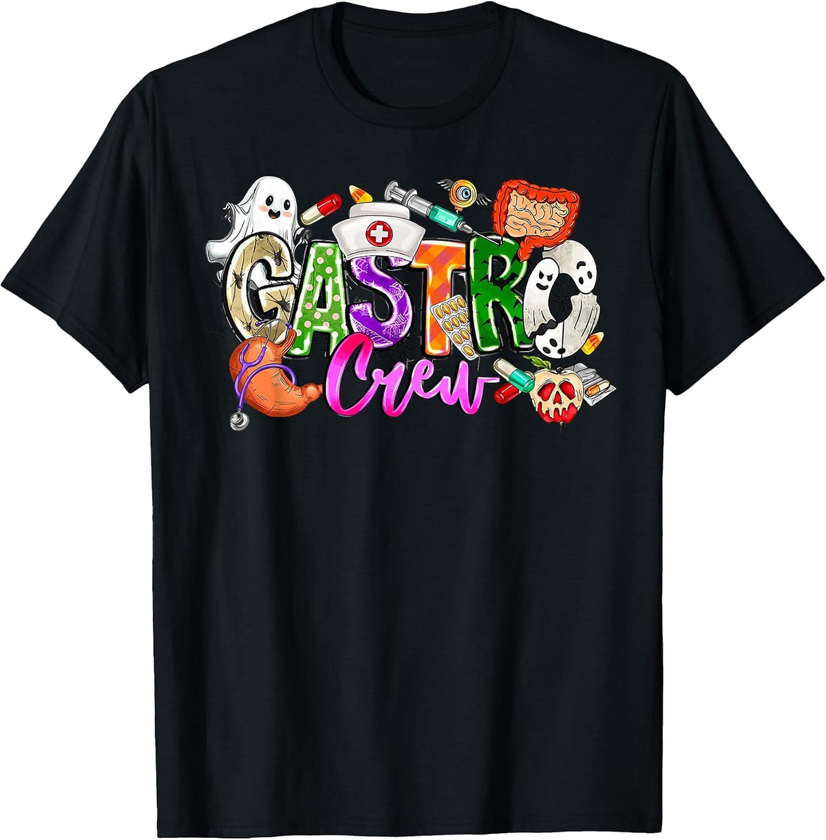 Gastro Crew Gastroenterology Nurse Funny Halloween gi Nurse T-Shirt - Black