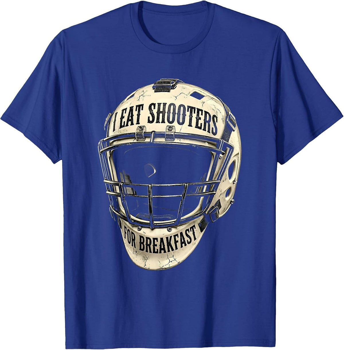 I Eat Shooters For Breakfast Goalie Design T-Shirt - Royal Blue