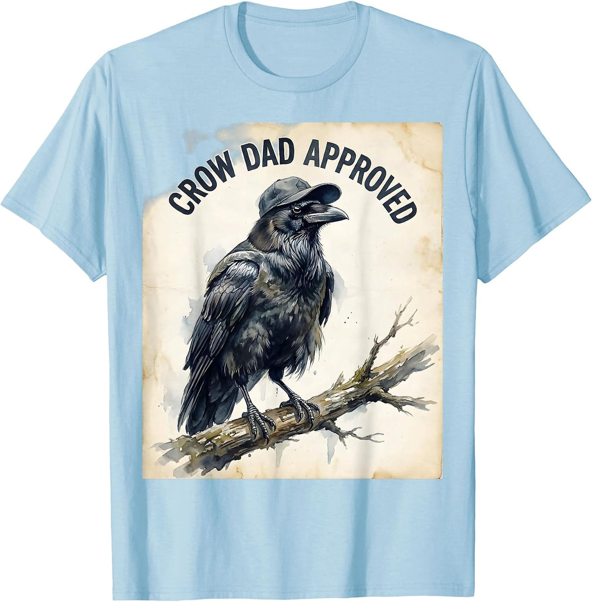 Men's Crow Dad Approved Funny Bird Lover Design T-Shirt - Baby Blue