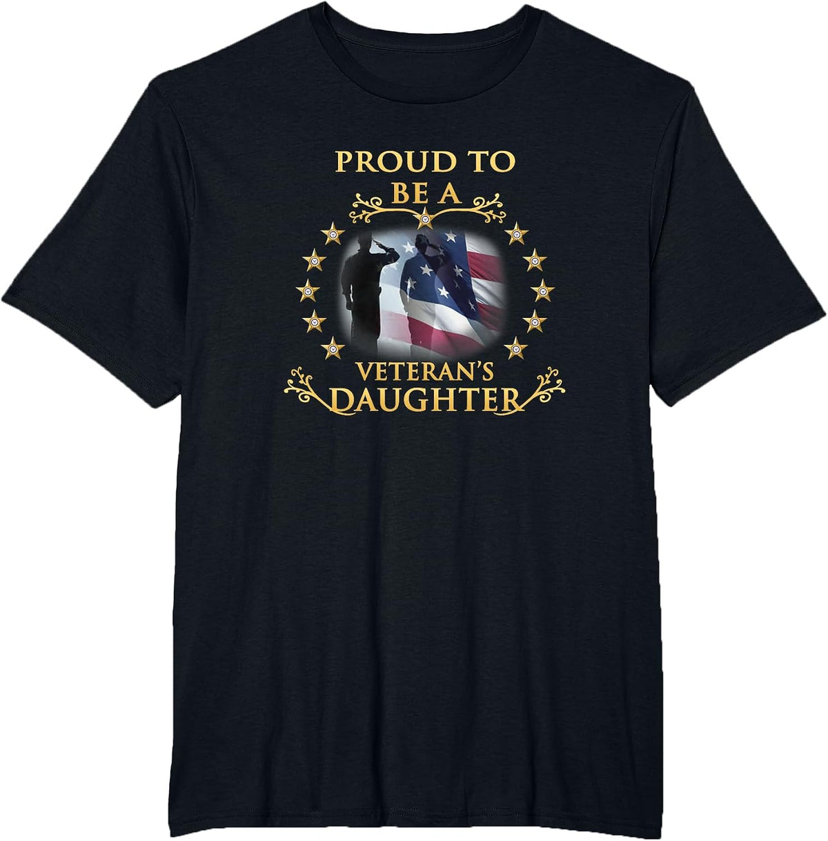 Proud Veteran Daughter Thank You Veterans T-Shirt - Black
