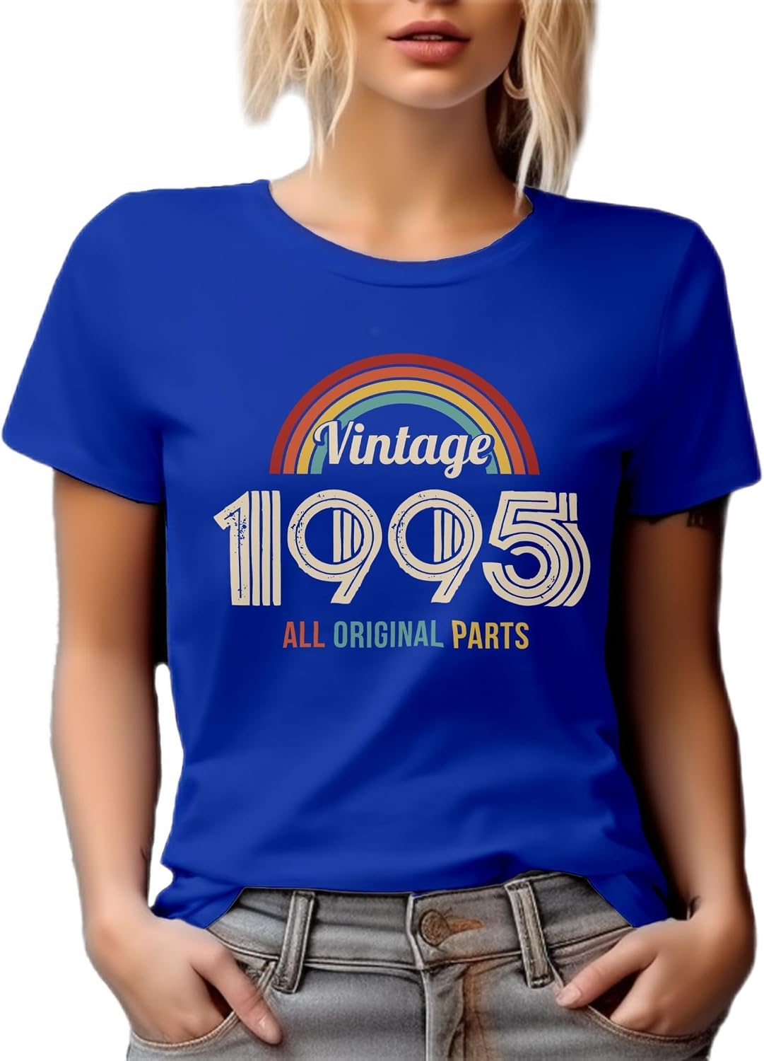 Vintage 1995, All Original Parts feat. a Rainbow Graphic Tshirt - Royal Blue
