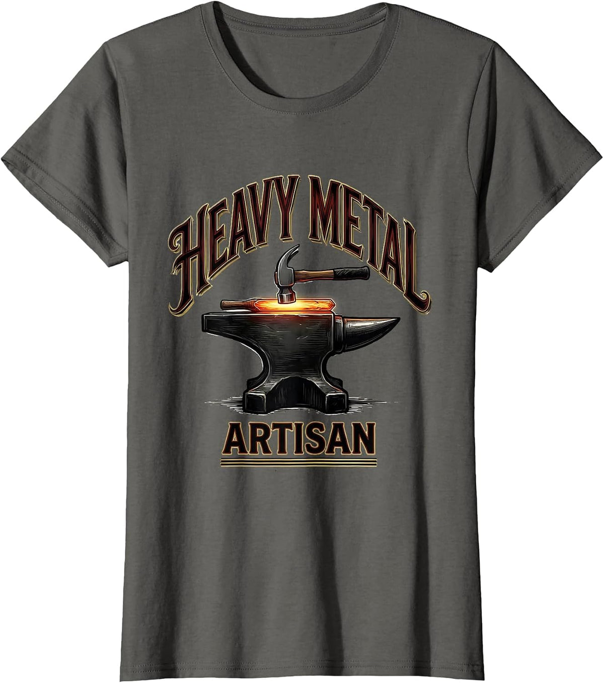 Women's Heavy Metal Artisan Funny Blacksmith Forge Gift T-Shirt - Asphalt Grey