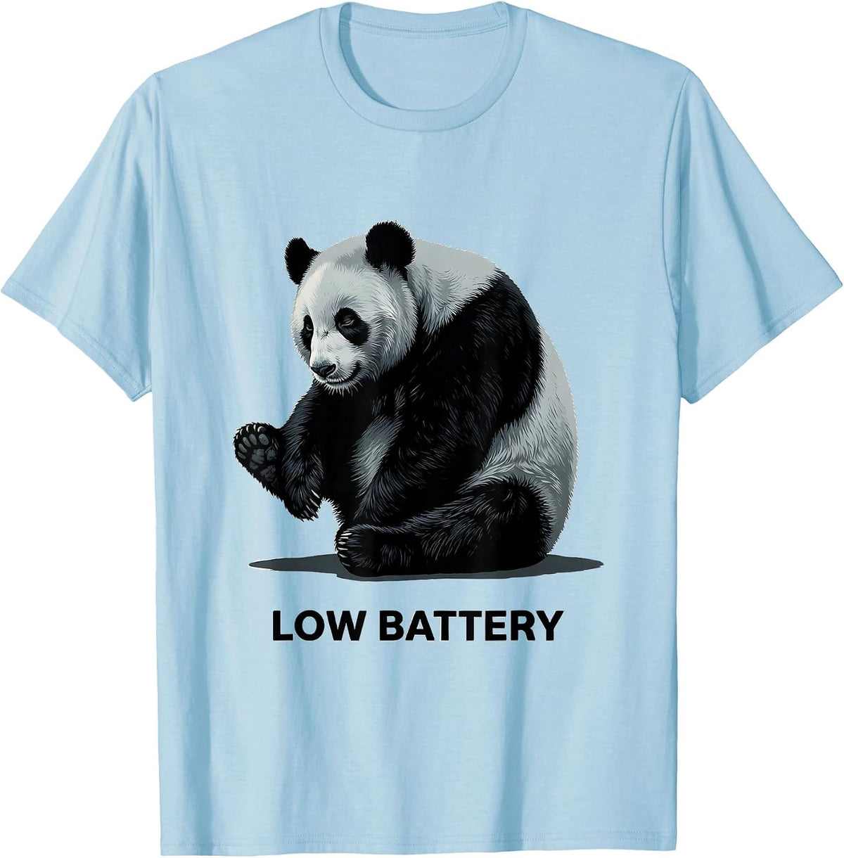 Men's Low Battery Funny Panda Bear Animal Lover Humor T-Shirt - Baby Blue