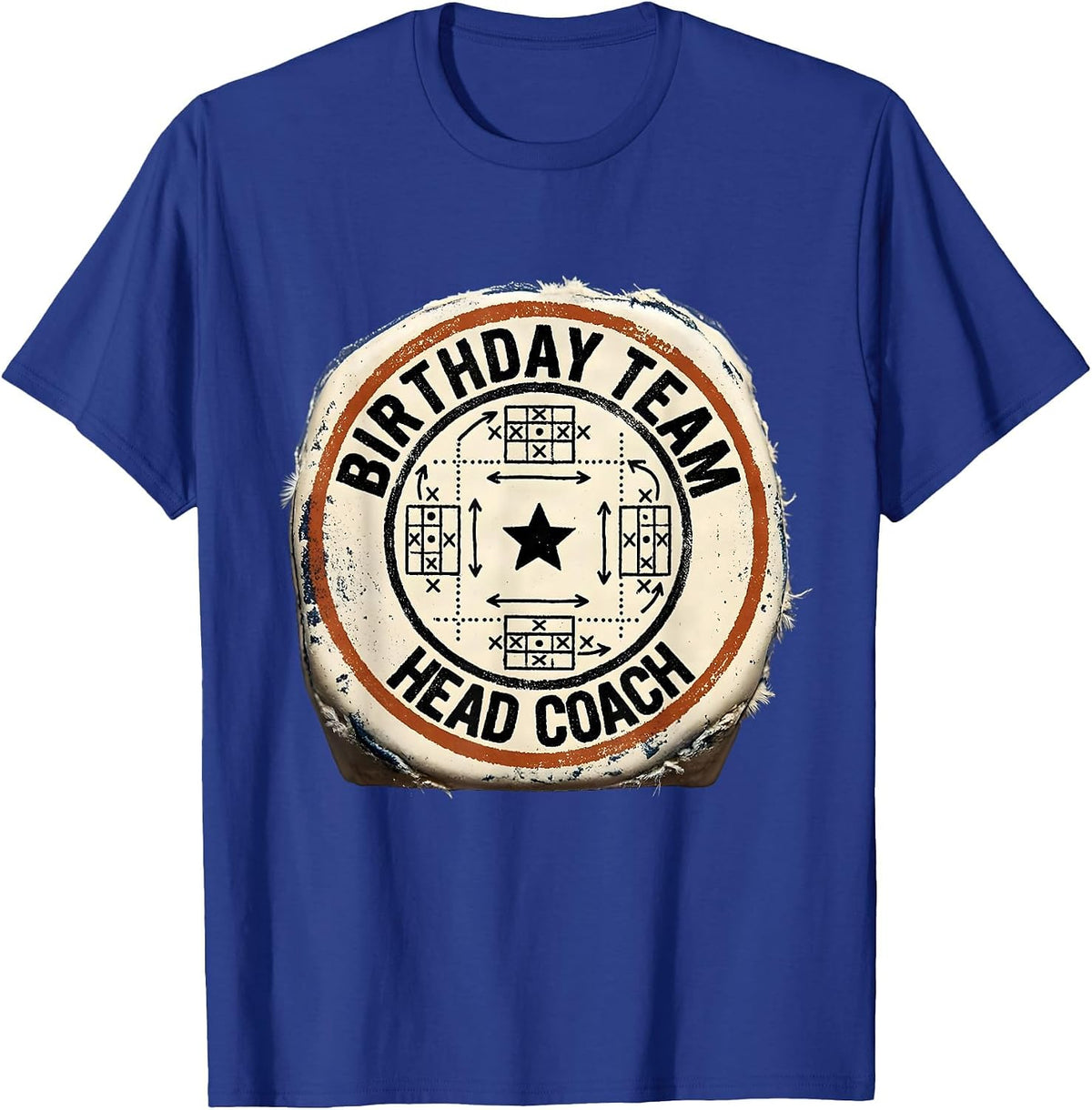 Birthday Team Head Coach Rubber Stamp Sports Family Matching T-Shirt - Royal Blue