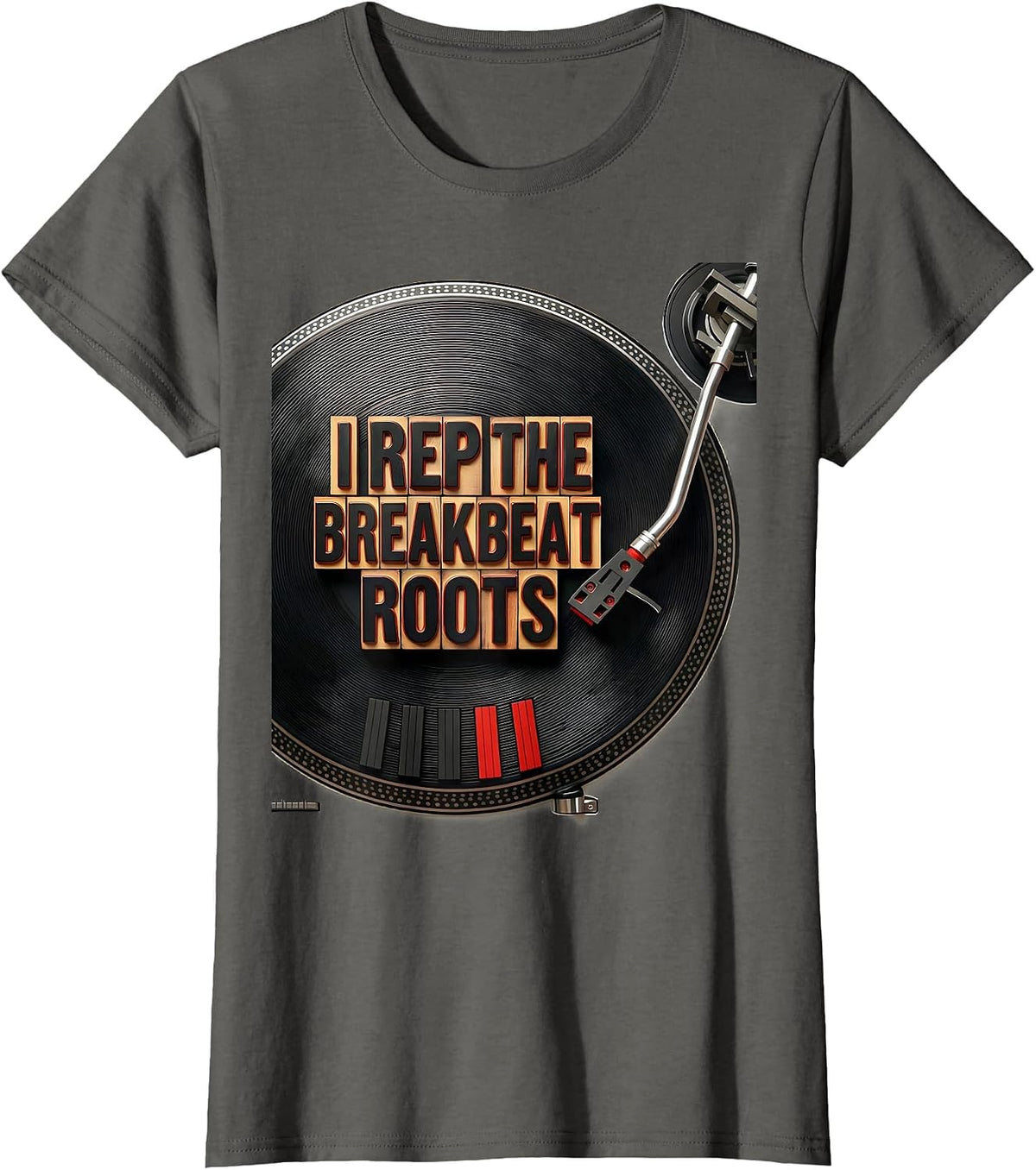 Women's I Rep The Breakbeat Roots Urban Nostalgic Hip Hop Rap T-Shirt - Asphalt Grey